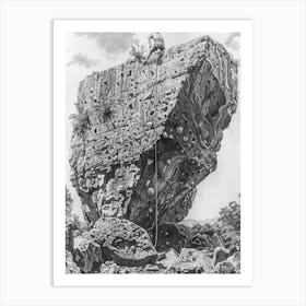 Bouldering Project Austin Texas Black And White Drawing 1 Art Print