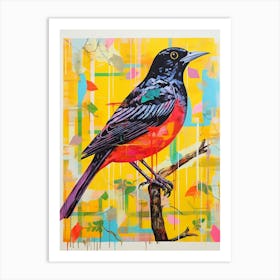 Colourful Bird Painting Blackbird 2 Art Print