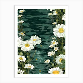 Daisies By The Water Art Print