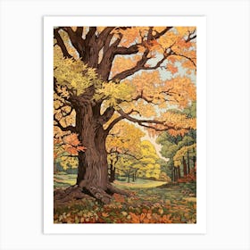 Pecan Vintage Autumn Tree Print  Poster