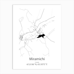 Miramichi,Canada Minimalist Map Art Print