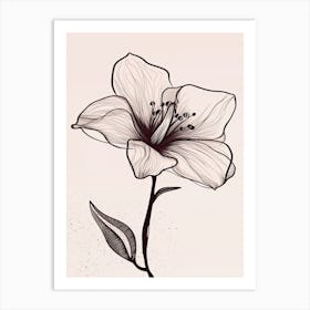 Lilies Line Art Flowers Illustration Neutral 12 Art Print