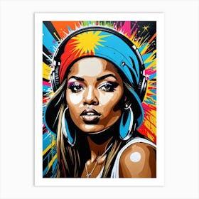 Graffiti Mural Of Beautiful Hip Hop Girl 30 Art Print