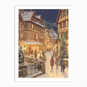 Vintage Winter Illustration Colmar France 2 Art Print