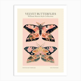 Velvet Butterflies Collection Textile Butterflies William Morris Style 3 Art Print