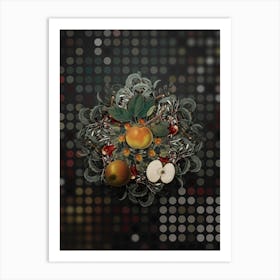 Vintage Apple Fruit Wreath on Dot Bokeh Pattern n.0221 Art Print