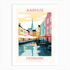 Aarhus, Denmark, Flat Pastels Tones Illustration 3 Poster Art Print