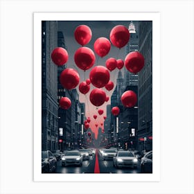 Red Balloons In The Sky 1 Art Print