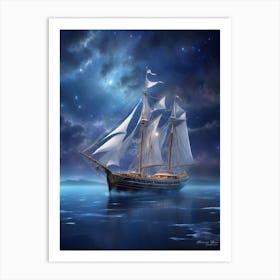 Ship In The Night Sky 2 Art Print