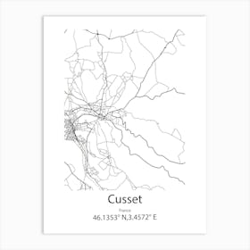 Cusset,France Minimalist Map Art Print