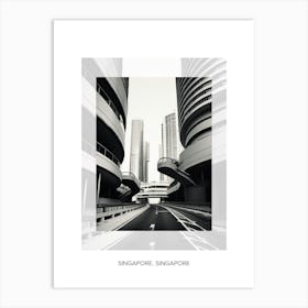 Poster Of Singapore, Singapore, Black And White Old Photo 3 Art Print