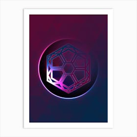 Geometric Neon Glyph on Jewel Tone Triangle Pattern 435 Art Print