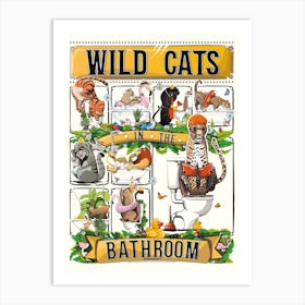 Wildcats In The Bathroom Art Print