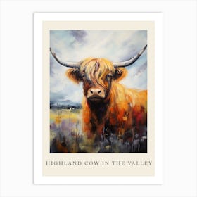 Impressionism Style Painting Of Highland Cow In The Valley 2 Art Print