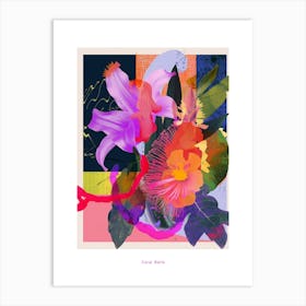 Coral Bells 2 Neon Flower Collage Poster Art Print