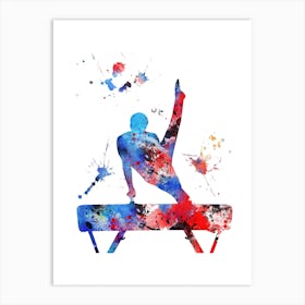 Gymnastics Horse Balance Male Watercolor Art Print