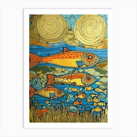 Fish In The Stream-Festival Vibes-Seaside Inspirations Art Print