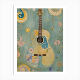 Pastel Boho Guitar Art Print