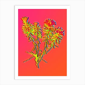 Neon Garland Flowers Botanical in Hot Pink and Electric Blue n.0314 Art Print