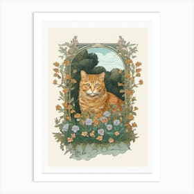 william morris Cat In The Garden Art Print