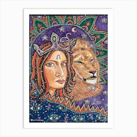 Queen Leo Zodiac Sign Art Print