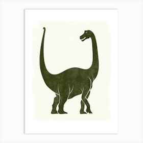 Olive Green Dinosaur Silhouette 3 Art Print