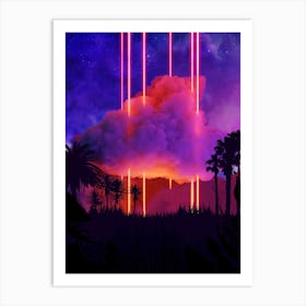 Neon palms landscape: Cloud [synthwave/vaporwave/cyberpunk] — aesthetic retrowave neon poster Art Print