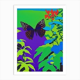 Butterflies On Plants Pop Art David Hockney Inspired 1 Art Print