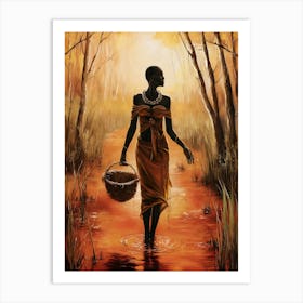 African Woman In Water Art Print