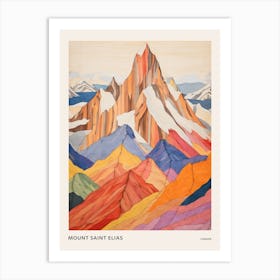 Mount Saint Elias Canada 2 Colourful Mountain Illustration Poster Art Print