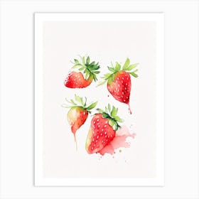 Bunch Of Strawberries, Fruit, Minimalist Watercolour 3 Art Print