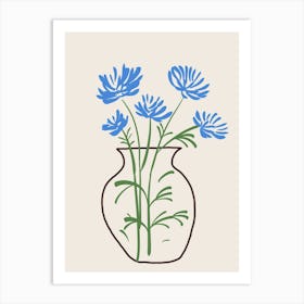 Blue Flowers In Vase Art Print