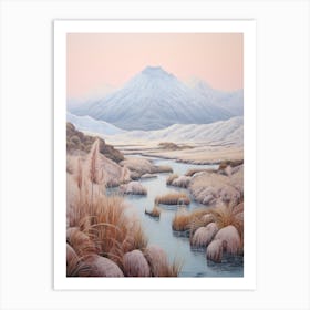 Dreamy Winter Painting Tongariro National Park New Zealand 1 Art Print