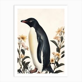 Adlie Penguin Saunders Island Vintage Botanical Painting 2 Art Print