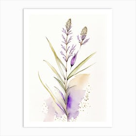 Psyllium Herb Minimalist Watercolour 3 Art Print