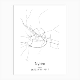 Nybro,Sweden Minimalist Map Art Print