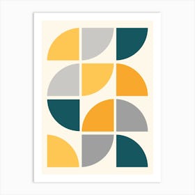 Mid Century Circles Yellow Art Print