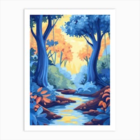 Forest Landscape With Stream Art Print