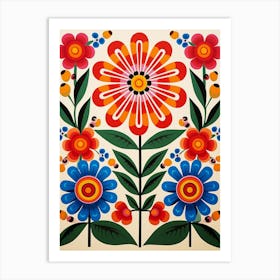 Flower Motif Painting Zinnia 1 Art Print