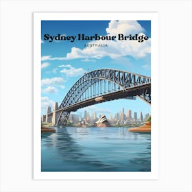 Sydney Harbour Bridge Australia Summer Travel Art Illustration Art Print