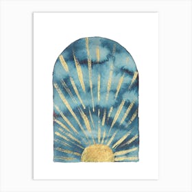 Navy blue and gold Sunrise Art Print