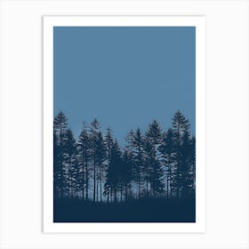 Silhouette Of Pine Trees Art Print