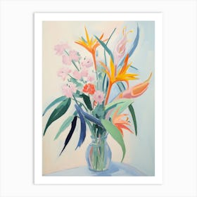 A Vase With Bird Of Paradise, Flower Bouquet 4 Art Print