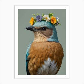 Bird With Flower Crown 5 Art Print