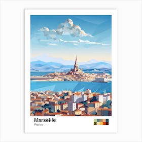 Marseille, France, Geometric Illustration 5 Poster Art Print