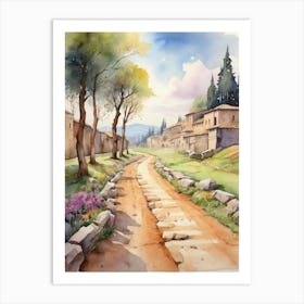 Watercolor Of An Ancient Road.1 Art Print