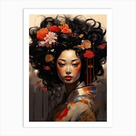 Geisha Japanese Style Illustration 2 Art Print