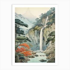 Nachi Falls In Wakayama, Ukiyo E Drawing 3 Art Print