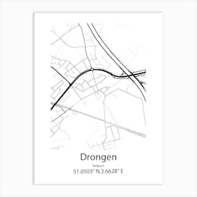 Drongen,Belgium Minimalist Map Art Print