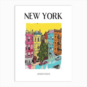 Jackson Heights New York Colourful Silkscreen Illustration 4 Poster Art Print